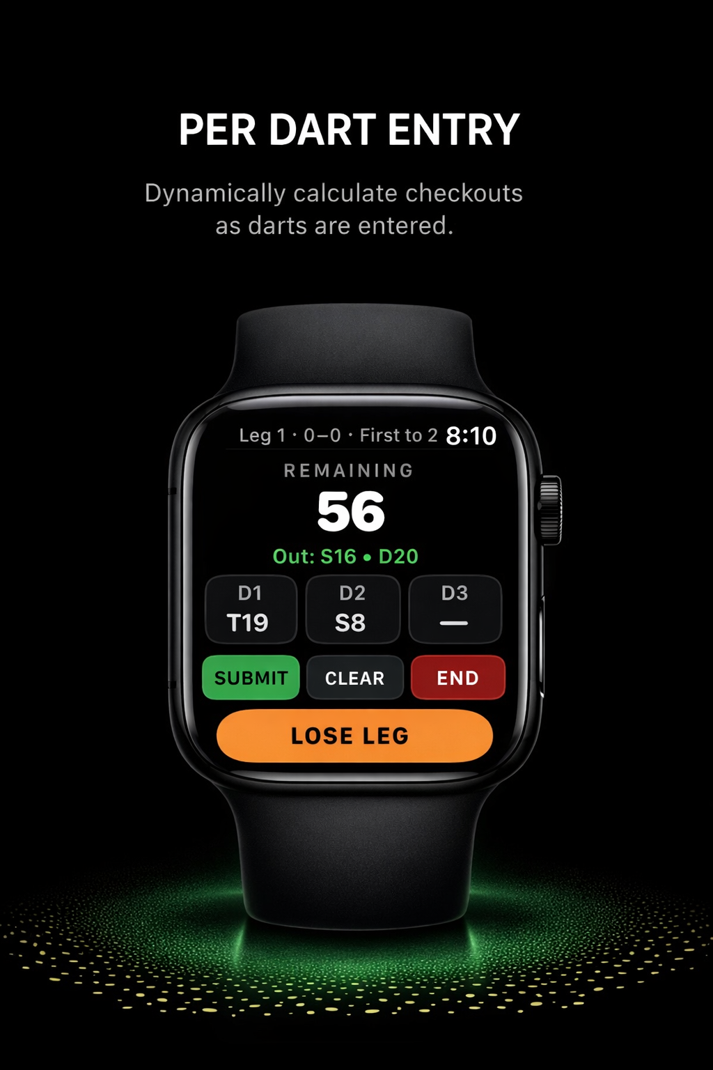 Per dart entry with live checkout suggestions